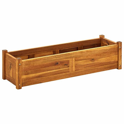 vidaXL Garden Raised Bed, Wooden Raised Flower Bed for Flowers and Plants, Solid Acacia Wood Planter, Outdoor and Indoor Use, Brown