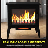 HOMCOM 24" Electric Fireplace Stove, Freestanding Infrared Fire Place Heater with Realistic Logs Flame, Adjustable Temperature, Overheat Protection, 1000W/1500W, Black HOMCOM