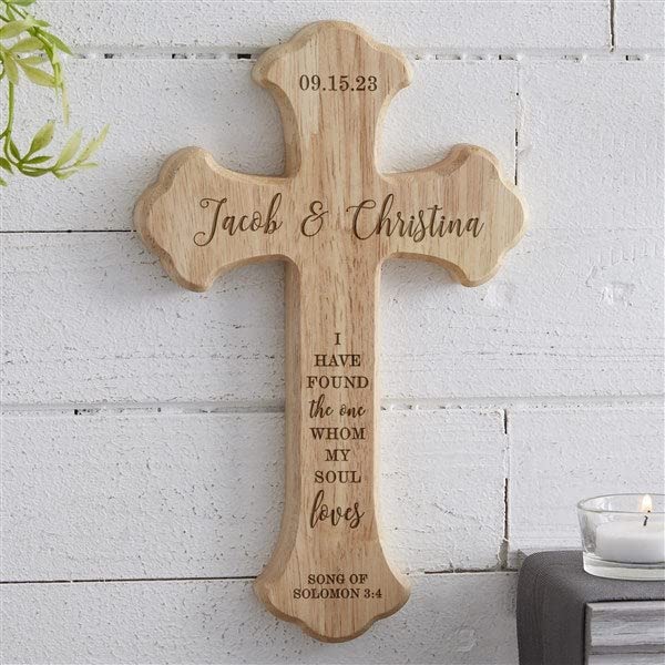 Personalization Universe Our Wedding Day Personalized Wood Cross - WoodArtSupply