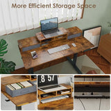 DSNAPE 48x24 Inch Electric Standing Desk with 2 Drawers, Adjustable Height Desk with Storage Shelf, 3 Preset Heights, 2 Hooks and Cable Management, Ergonomic Rising Computer Table for Home Office DSNAPE