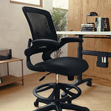 Flash Furniture Kale Mid-Back Swivel Office Chair with Adjustable Foot Ring, Lumbar Support, and Seat Height, Ergonomic Mesh Executive Chair, Black Flash Furniture