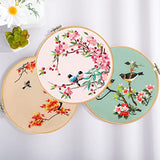 Santune 3 Pack Embroidery Kit for Adults Cross Stitch Kits for Beginners with Bird Patterns,3 Instructions,1 Hoop,Threads and 6 Needles,Hand Needlepoint Sets for Women
