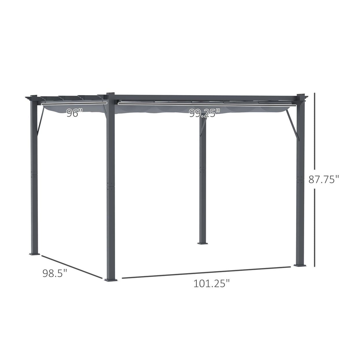 Outsunny 10' x 10' Aluminum Patio Pergola with Retractable Pergola Canopy, Backyard Shade Shelter for Porch, Outdoor Party, Garden, Grill Gazebo, Dark Gray Outsunny