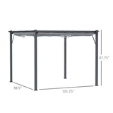 Outsunny 10' x 10' Aluminum Patio Pergola with Retractable Pergola Canopy, Backyard Shade Shelter for Porch, Outdoor Party, Garden, Grill Gazebo, Dark Gray Outsunny