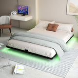FSJianYi Floating Bed Frame Queen Size with LED Lights Metal Platform Bed No Box Spring Needed Easy to Assemble (Queen (U.S. Standard)) FSJianYi