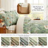CASAAGUSTO King Size Comforter Set - 7 Pieces Green Floral Bedding Sets, King Bed in a Bag with Botanical Butterfly Comforter, Sheets, Pillowcases & Shams for All Seasons CASAAGUSTO
