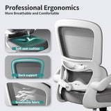TRALT Office Chair - Ergonomic Desk Chair with Adjustable Lumbar Support, Mesh Computer Chair, Executive Chairs for Home Office Comfortable Lumbar Support (White) TRALT