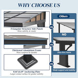 COVERONICS 10' X 13' Outdoor Polycarbonate Hardtop Gazebo - Wall-Mounted Aluminum Frame Gazebo with Slope Roof, Heavy-Duty Lean to Gazebo Pergola with Netting & Curtains for Rainy Day, Sunlight, Yard COVERONICS