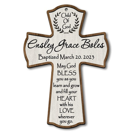 Personalized Baptism Cross wood sign, Baby baptism cross wooden sign, Baptism gifts for kids wood sign, Christening gift for godson girls, Cross for kids room, First holy communion decorations sign4 IZI POD