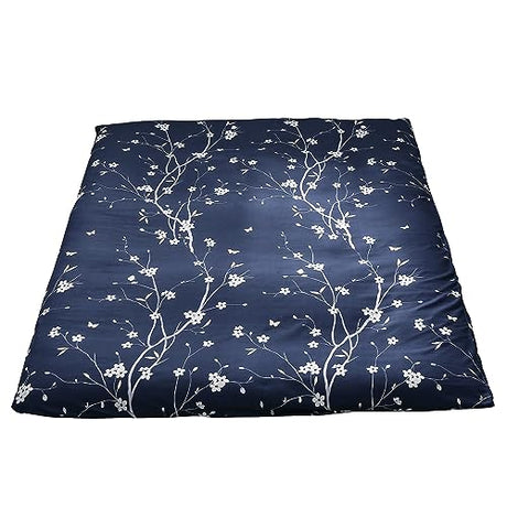 MAXYOYO Mattress Cover for Traditional Japanese Futon Mattress, Futon Floor Mats Cover with Zipper, Super Soft and Machine Washable, Navy Floral, Full MAXYOYO