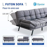 Opoiar Fabric Futon Sofa Bed, Memory Foam Couch Convertible Loveseat, Sleeper Sofa Modern Futon Sets for Small Apartments, Compact Living Space, Office (Grey) Erdoru