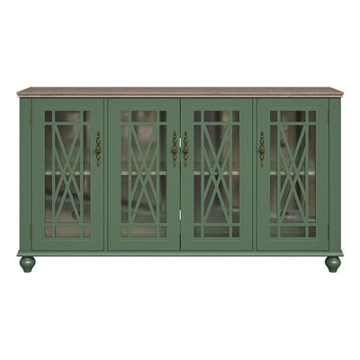LIVILAND 63" Vintage Style Wood Kitchen Accent Buffet Sideboard Cabinet - Green