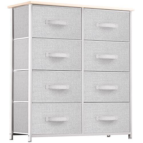 YITAHOME 8 Drawers Dresser - Fabric Storage Tower, Organizer Unit for Bedroom, Living Room & Closets - Sturdy Steel Frame, Easy Pull Fabric Bins & Wooden Top YITAHOME