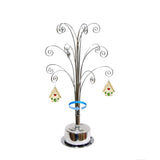 HOHIYA Ornament Tree Display Stand Rotating Holder Hanger 16.75 Inch Wire Hook Hanging Metal for Christmas Swarovski Crystal Glass Decorations Gift Taiwan Made Silver HOHIYA