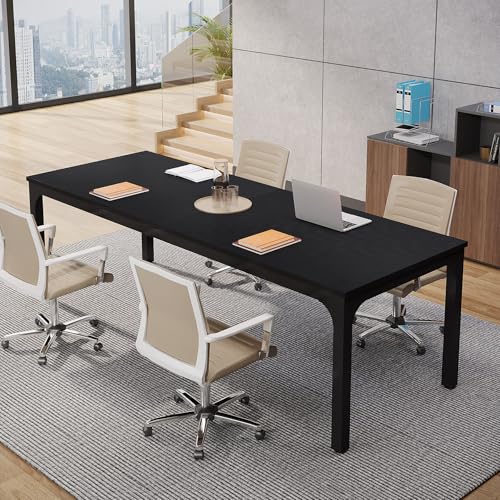 Tribesigns 6.5ft Conference Room Table, 78.74" W x 27.56" D Large Office Meeting Table, Modern Seminar Desk for Boardroom (1, Black) Tribesigns