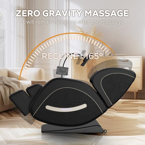 2026 Massage Chair Full Body, Zero Gravity SL-Track Shiatsu Massage Recliner, with Zero Gravity, with Full Body Air Pressure, Heat, APP Control, 6 Fix Point Rollers, Airbags, Deep Yoga Stretch (Black) AYJOIR