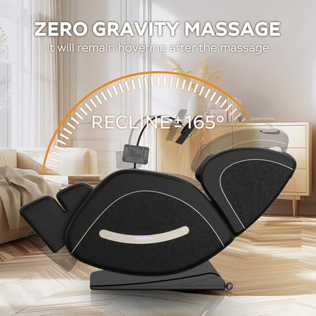 2026 Massage Chair Full Body, Zero Gravity SL-Track Shiatsu Massage Recliner, with Zero Gravity, with Full Body Air Pressure, Heat, APP Control, 6 Fix Point Rollers, Airbags, Deep Yoga Stretch (Black) AYJOIR