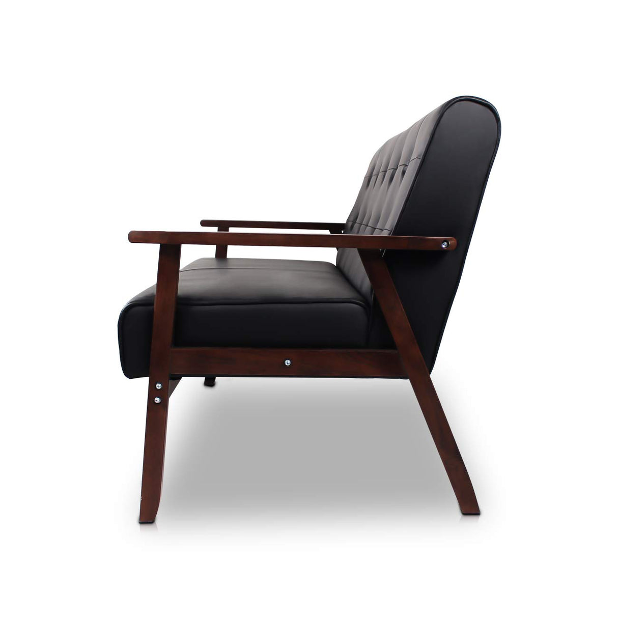 JIASTING Mid-Century Modern Solid Loveseat Sofa Upholstered Faux Leather Couch 2-Seat Wood Armchair Living Room/Outdoor Lounge Chair, Waiting Room Sofa, 50”W JIASTING