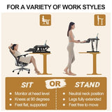 OUKMIC Standing Desk Converter 32” Height Adjustable Sit to Stand Up Desk Riser with Keyboard Tray for Home or Office, Dual Monitor and Computer Workstation Wide 2-Tier Desktop, Black OUKMIC