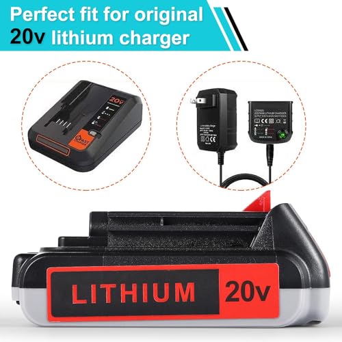 UADCA 2Packs 3.0Ah Replace Battery for Black and Decker 20v Lithium Battery 3000mAh LBXR20 LB20 LBX20 LBXR2040 LB2X4020-OPE LBXR20B-2 Black Decker 20v Max Battery UADCA