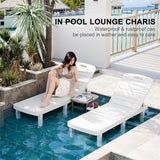 WACASA Outdoor Chaise Lounge Chairs Set of 4, Oversized Resin Lounge Chairs with 5-Level Adjustable Backrest & Cup Holder, Waterproof Pool Lounge Chair for Poolside, Patio, Beach, Yard, White