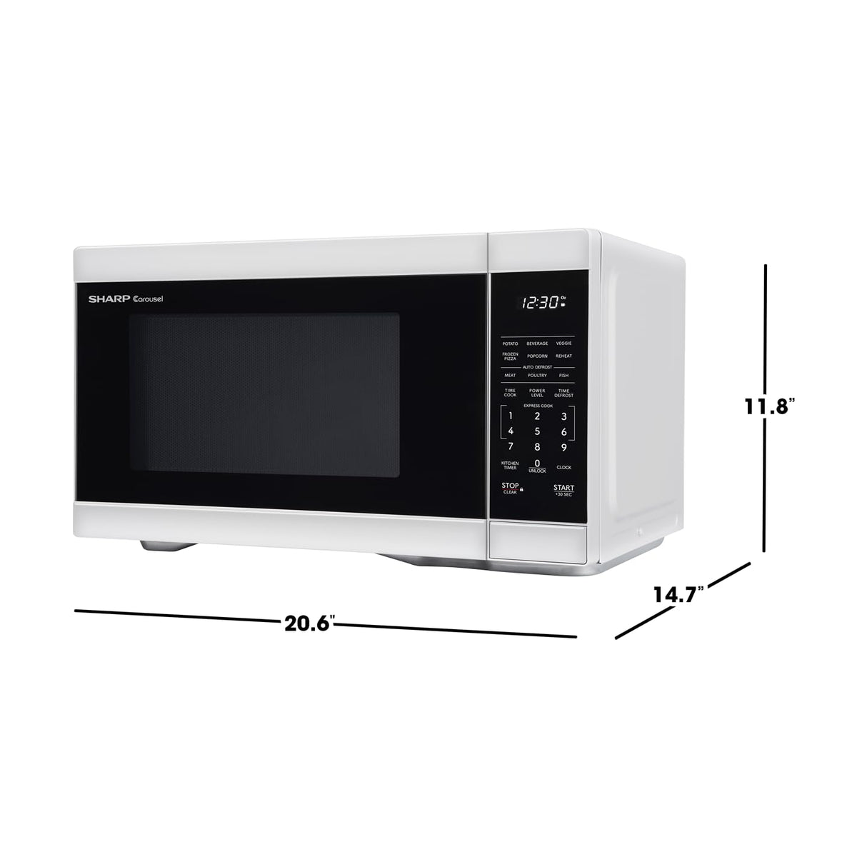 SHARP SMC1161KW Oven with Removable 12.4" Carousel Turntable, Cubic Feet, 1000 Watt Countertop Microwave, 1.1 CuFt, White Sharp