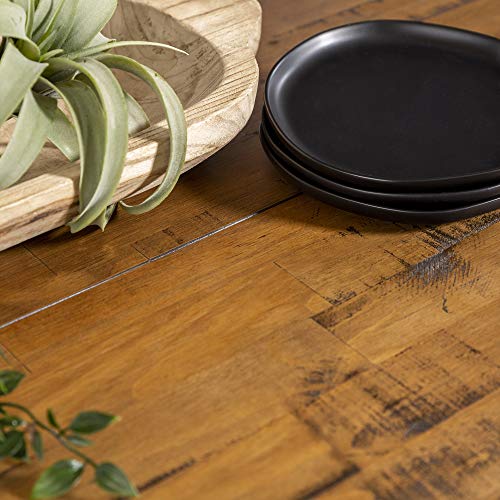 Walker Edison Modern Farmhouse Dining Table Wood Small Dining Room Table Sets Dining Chairs. 72 Inch. White and Rustic Oak Walker Edison