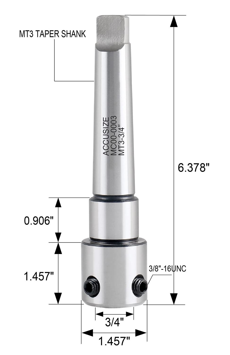 Accusize Industrial Tools Annular Cutter Arbor, Mt3 to 3/4'' Weldon Shank for Drill-Use Annular Cutter on Drill Press, Mc00-0003 Accusize Industrial Tools