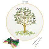 KISSBUTY Full Range of Embroidery Starter Kit with Pattern, Cross Stitch Kit Including Embroidery Fabricwith Plants Pattern, Bamboo Embroidery Hoop, Color Threads and Tools Kit (Cherry Tree)