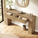 Tribesigns 63-Inch Wooden Console Table with 2 Hidden Drawers, Farmhouse Rustic Brown Sofa Table for Living Room, Hallway, Entrance, Foyer, Easy Assembly (Brown) Tribesigns