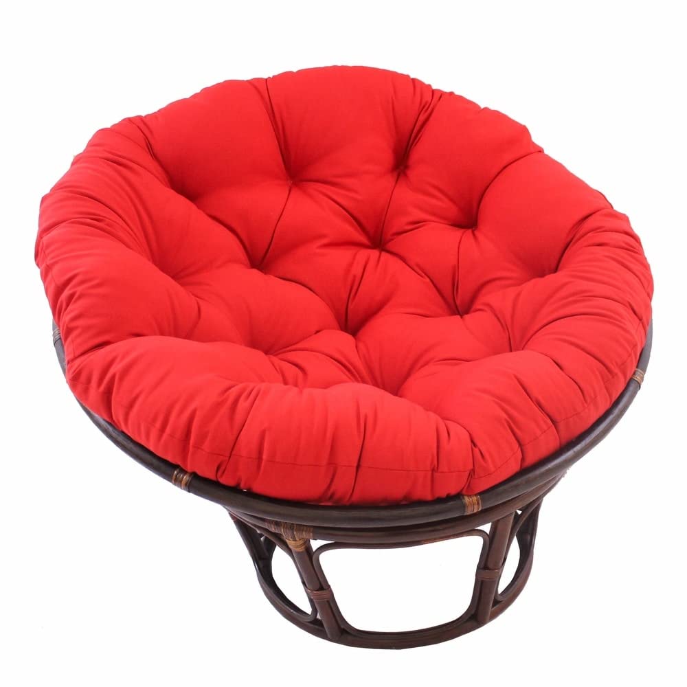 International Caravan Furniture Piece 42-Inch Rattan Papasan Chair with Solid Twill Cushion International Caravan