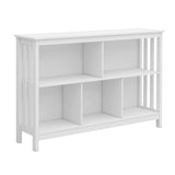 TaoHFE Horizontal Bookshelf - Modern Minimalist 2-Tier Book Shelf with Storage, Short Wide Wood Bookshelf for Classroom, Office, Living Room or Study, White TaoHFE