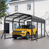 Jocoevol Heavy Duty Metal Carport Canopy, 10x15 FT Outdoor Car Port with Waterpoorf Metal Roof& Side Support Rods, Multi-Use Shelter Outdoor Garage for Car, Boats and Truck Jocoevol