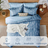 Kozyhvn Floral Comforter Set Full Blue, Cute Flower Bed in a Bag Full Boho 7 Pieces, Soft Fluffy Bedding Sets with Comforter, Sheets, Pillowcases & Shams, All Season Kozyhvn