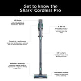 Shark IZ631H Cordless Pro Vacuum with PowerFins and Self-Cleaning Brushroll, Includes Upholstery Tool & Crevice Tool, Up To 60 Minute Runtime, HEPA Filtration, Cordless Vacuum, Dark Grey/Mojito Shark
