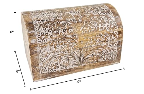 S.B.ARTS Premium Wooden Semicircular Curved Jewellery Box Floral Design-Trinket Box Ladies-Jewellery Storage Case-Antique Look-Traditionally Handcrafted-Home Decor Accessories-Women Ideal Gift, White S.B.ARTS