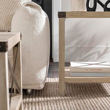 Walker Edison Sedalia Modern Farmhouse Metal X Side Table, 18 Inch, White Oak Walker Edison