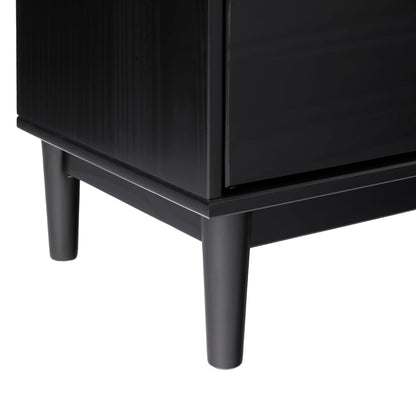 Walker Edison Mid-Century Modern Solid Pine 2-Drawer Nightstand, 20 Inch, Black - WoodArtSupply