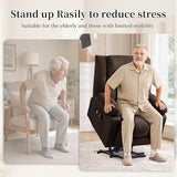 Korser Power Lift Recliner Chair for Elderly with Massage and Heat, Oversized Electric Recliner with Side Pockets, Living Room, Waffle, Brown