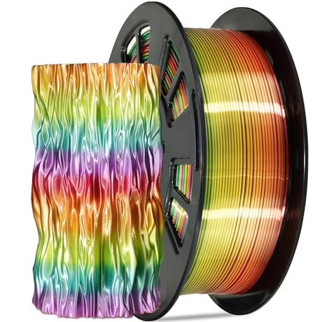 DO3D Silk Multicolored Rainbow PLA 3D Printer Filament, 1.75mm PLA Fast Color Change 3D Printing Material, 1kg Spool (2.2lbs),for FDM 3D Printers DO3D