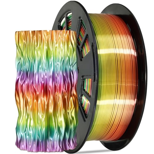 DO3D Silk Multicolored Rainbow PLA 3D Printer Filament, 1.75mm PLA Fast Color Change 3D Printing Material, 1kg Spool (2.2lbs),for FDM 3D Printers - WoodArtSupply