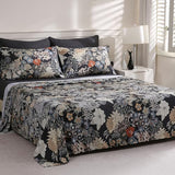 LONAVA Flower King Size 6 Pcs Sheet Set, Breathable Microfiber Deep Pocket Black Fitted Sheets, Comfy & Breathable Patterned Flat Sheets,4 Gentle Soft Pillowcases, Midnight Blossoms LONAVA