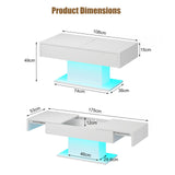 HedoAjim White LED Coffee Table with Storage for Living Room, Living Room Table Rectangular Center Table, Modern High Glossy Wooden Coffee Tables with 16 Colors LED Lights for Dining Reception Room HedoAjim