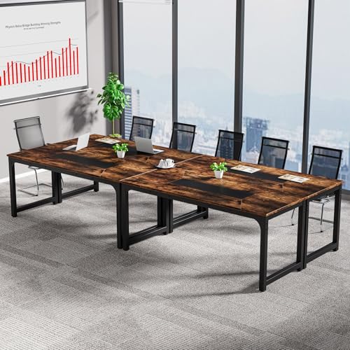 Tribesigns 6.6 ft Rectangular Conference Table, 78.7'' Meeting Table for 6-8 People, Industrial Seminar Training Table for Office Room Boardroom, Rustic Brown Tribesigns