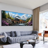 Wergund 5D DIY Large Diamond Art Kits for Adults Train, Large Size Diamond Art Mountain, Full Drill Crystal Rhinestone Embroidery Cross Stitch Arts Craft Canvas Home Wall Decor Gift 12x30Inch Wergund