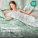 Joiedomi Full Size Comforter Set, Sage Green 3 Pieces Floral Full Bedding Set for Girls Bed with 1 Soft Reversible Botanical Comforter and 2 Pillow Shams, Bed in a Bag for All Seasons Joiedomi