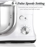 MURENKING Stand Mixer 5-QT, 6+P Speed Tilt-Head Food Mixer 300W Dough Mixer with Stainless Steel Bowl,Dough Hook,Flat Beater&Whisk Electric Kitchen Mixer for Household Baking, Anti-Slip(Pearl White) murenking