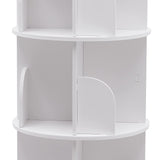 5-Tier 360° Rotating Corner Bookshelf by HAPPCUCOE - Contemporary White Floor Standing Organizer for Home and Office HAPPCUCOE