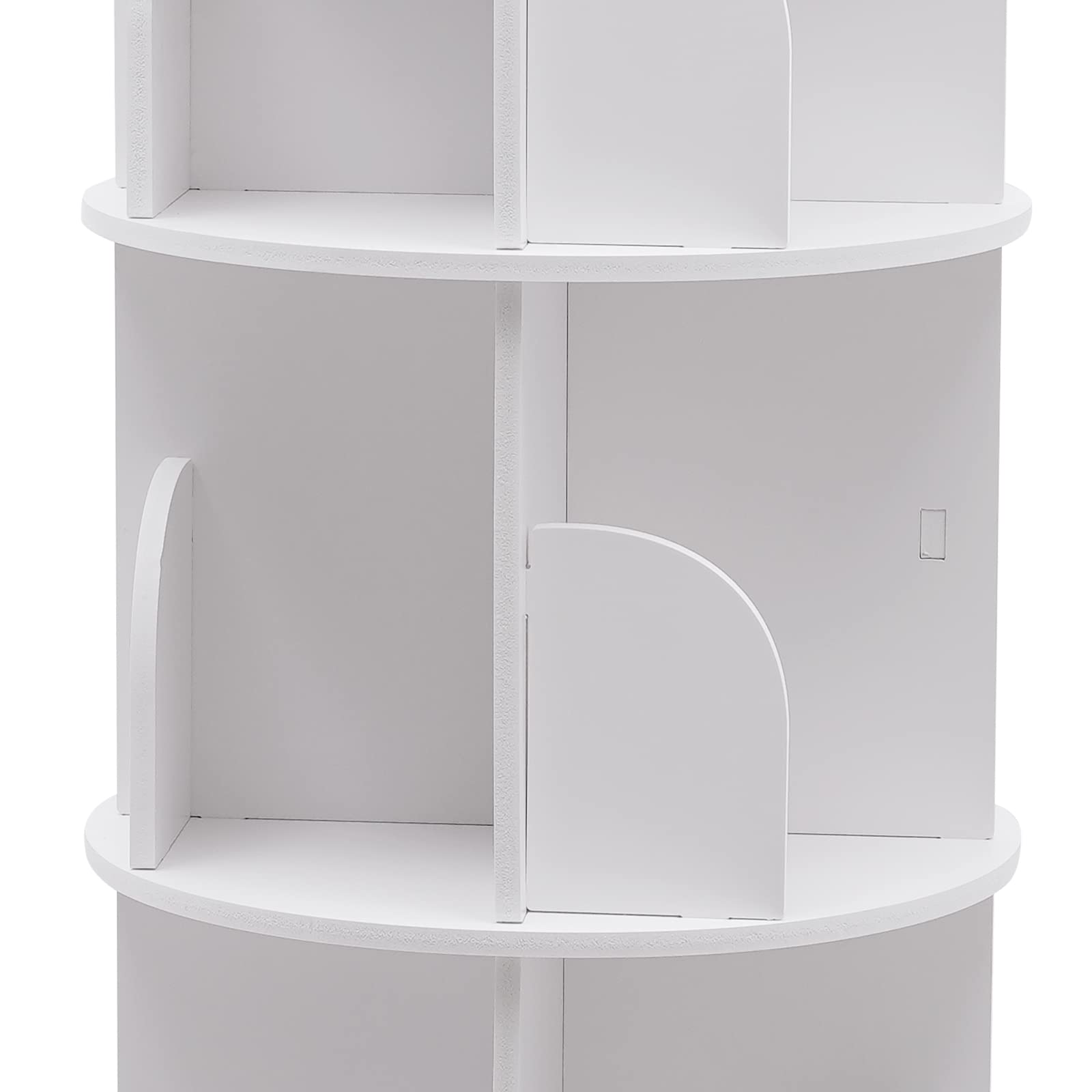 5-Tier 360° Rotating Corner Bookshelf by HAPPCUCOE - Contemporary White Floor Standing Organizer for Home and Office - WoodArtSupply