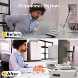 BONTEC Dual Monitor Stand Riser with Smartphone Holder, Adjustable Length & Swivel Angle Wooden Desktop Organizer Stand PC Riser for PC Monitor Laptop Printer, White BONTEC